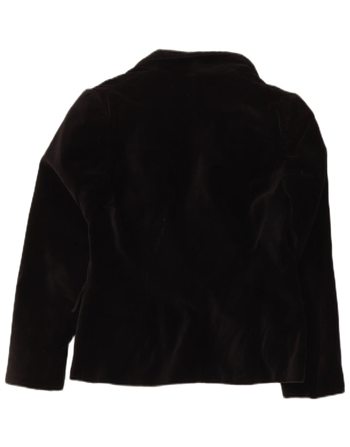 Vintage Dame 1 Knap Velvet Blazer Jacket UK 10 Small Black Bomuld