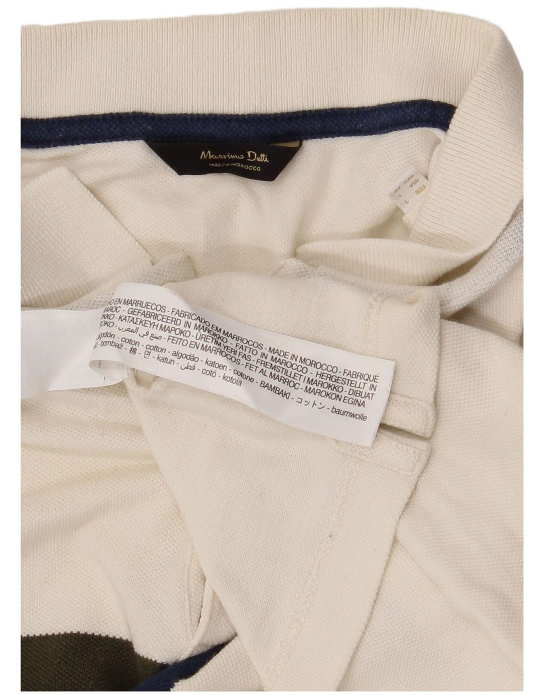 Massimo Dutti Herre Polo Shirt Small Off White Colourblock Bomuld
