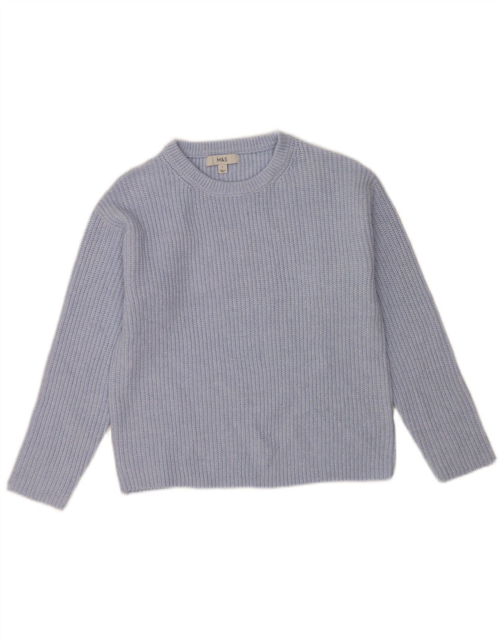 Marks & Spencer Dame Boat Neck Jumper Sweater UK 10 Small Blue Polyester