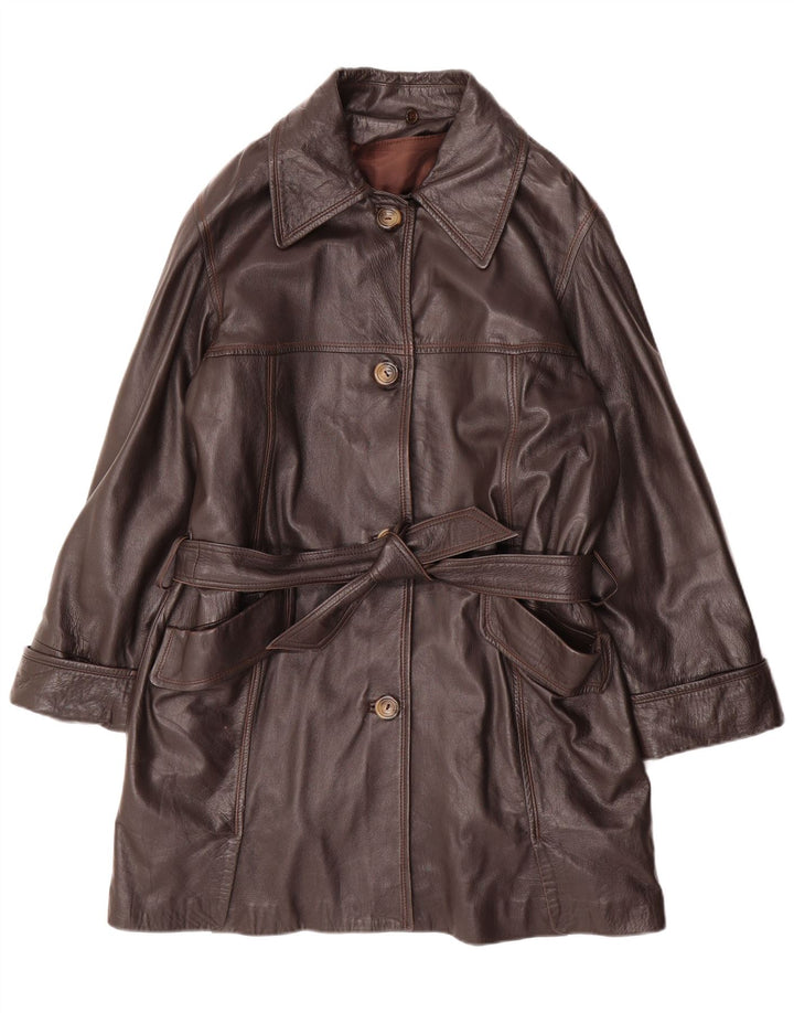 Vintage læderfrakke til kvinder UK 16 Stor brunt læder