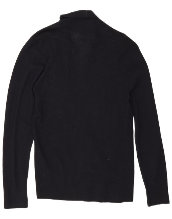 All Saints Womens Open Cardigan Sweater UK 16 Large Navy Blue Merino Wool