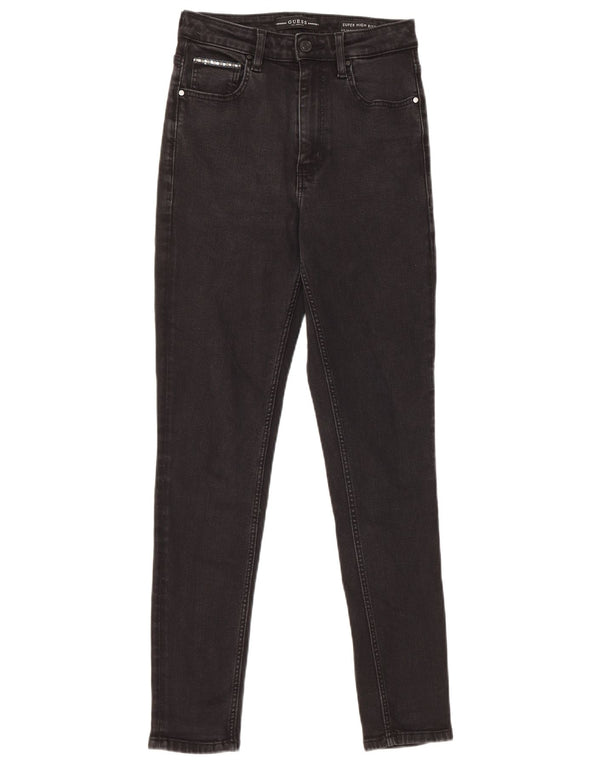 Guess Womens High Rise Super Skinny Jeans W26 L27 Sort Bomuld
