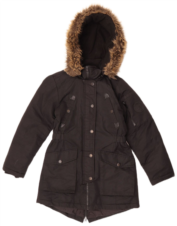 Diesel Pige Hooded Parka Jakke 9-10 År Sort Polyester