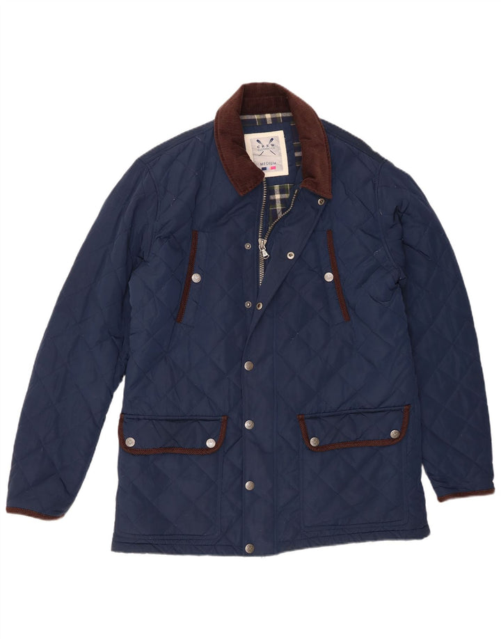 Crew Clothing Herre quiltet jakke UK 38 Medium Navy Blue Colourblock
