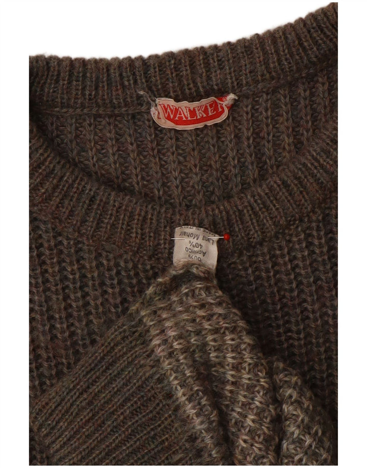 Walker herre rund hals sweater stor grå farveblok akryl