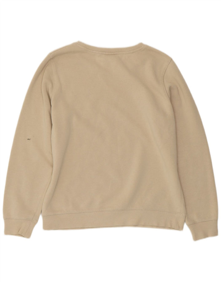 CHAMPION Dame Grafisk Sweatshirt Jumper UK 16 Stor Beige Bomuld