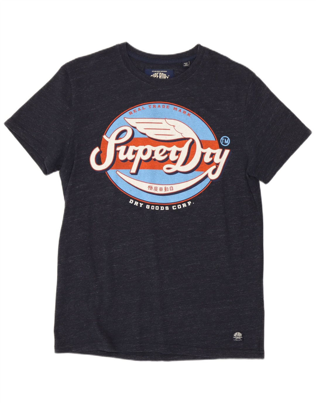 Superdry Grafisk T-shirt til mænd, medium marineblå bomuld