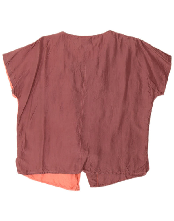 Le Comte Kortærmet skjortebluse til kvinder UK 18 XL Burgundy Colourblock