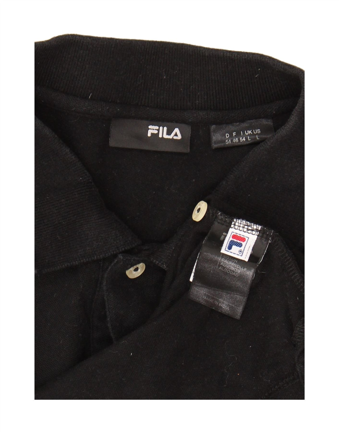 FILA Mens Polo Shirt Large Black Cotton