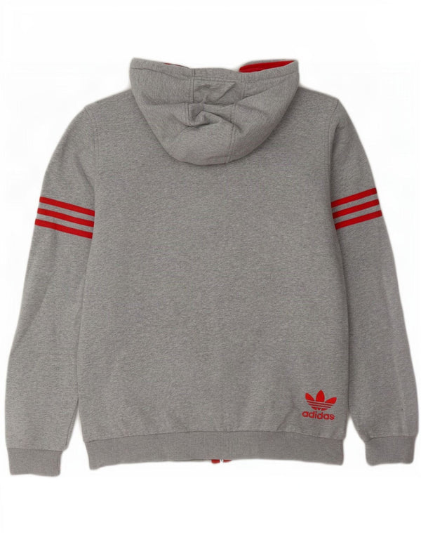 Adidas Herre grafisk hættetrøje med lynlås, mellemgrå flækket bomuld