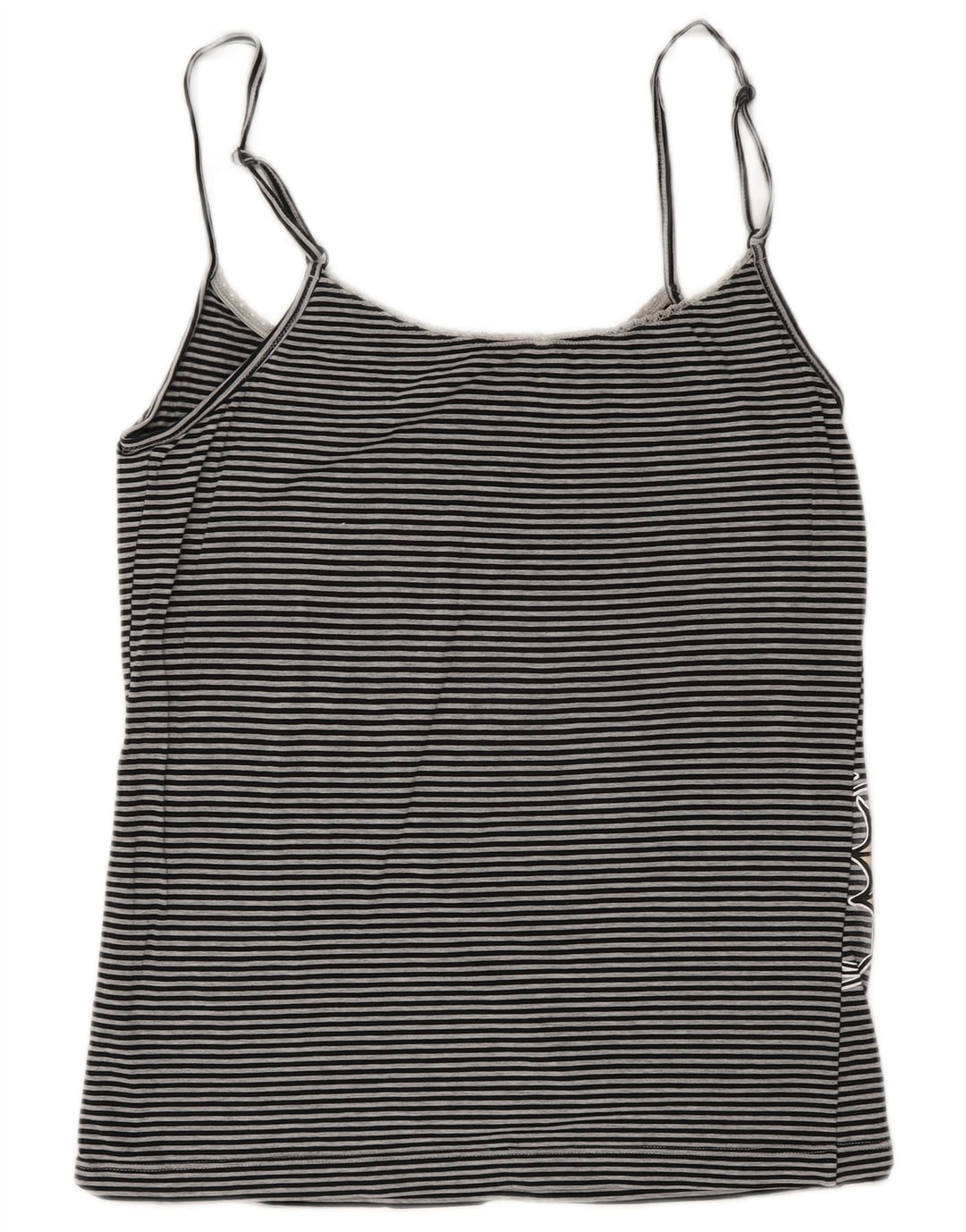Benetton Dame Grafisk Crop Cami Top UK 10 Small Gråstribet