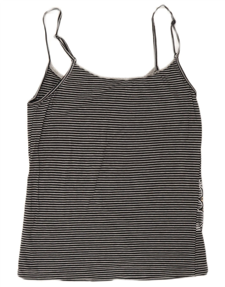 Benetton Dame Grafisk Crop Cami Top UK 10 Small Gråstribet