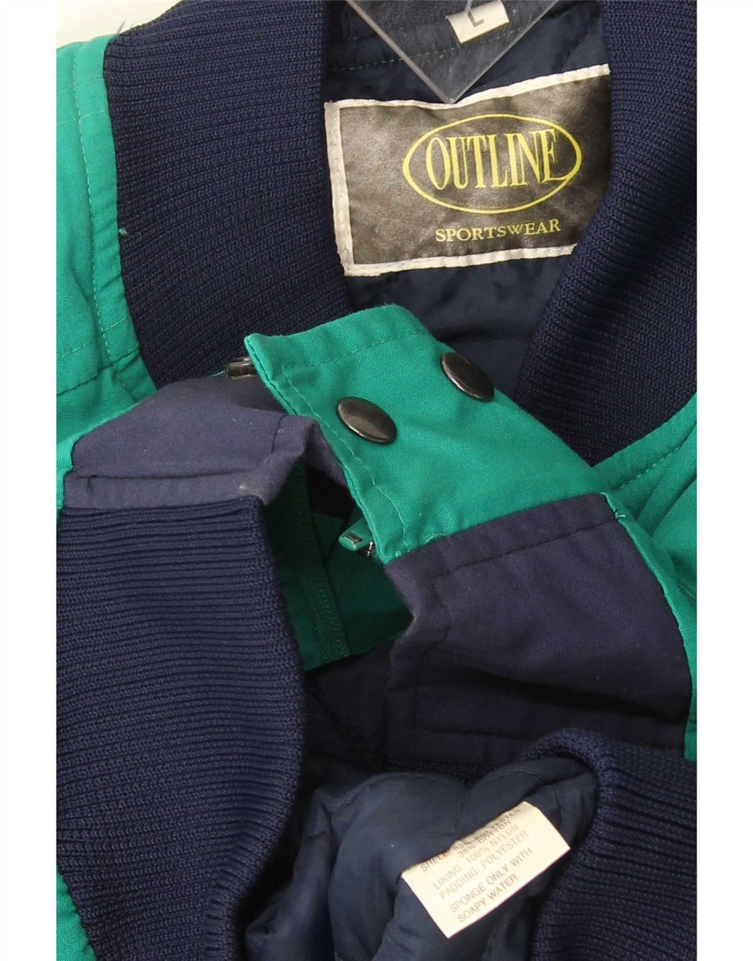 Vintage polstret herrejakke UK 40 Large Green Colourblock Polyester