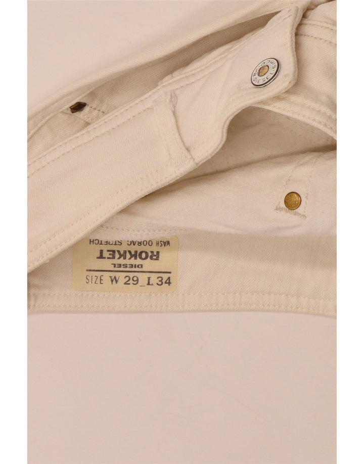 DIESEL Dame Rokket Straight Jeans W29 L34 Hvid Bomuld
