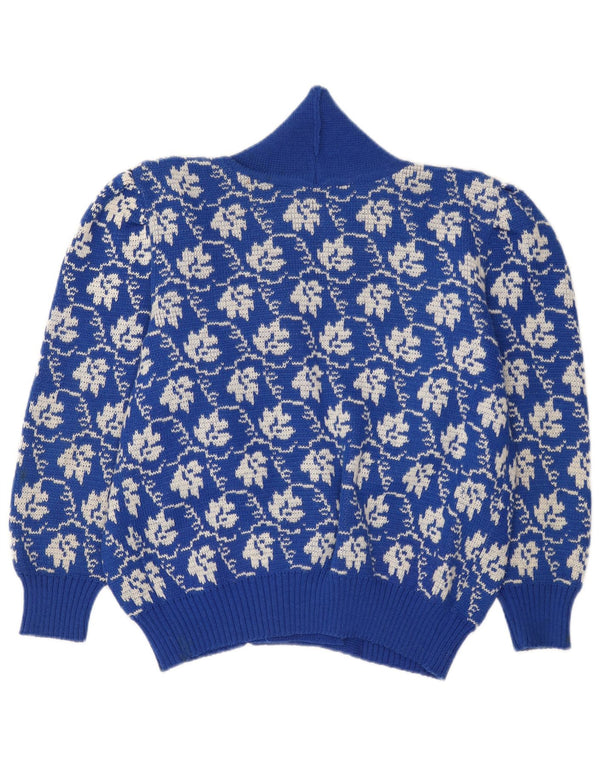 Vintage dame cardigan sweater UK 18 XL blå blomster