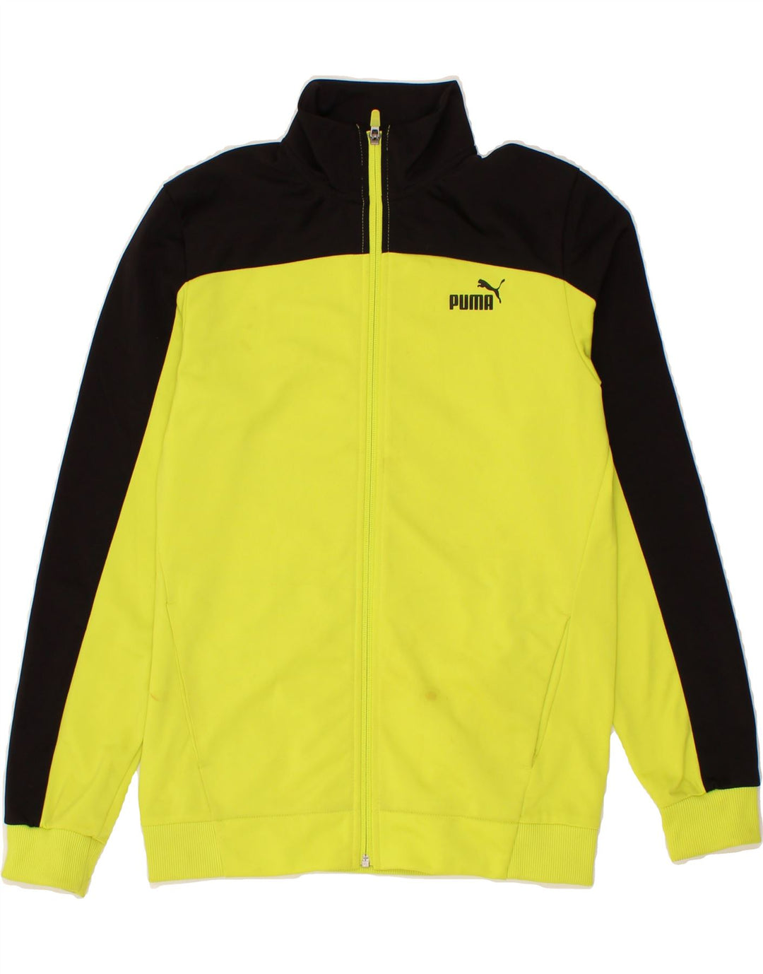 PUMA Boys Tracksuit Top Jacket 13-14 Years XL Yellow Colourblock Vintage Puma and Second-Hand Puma from Messina Hembry 
