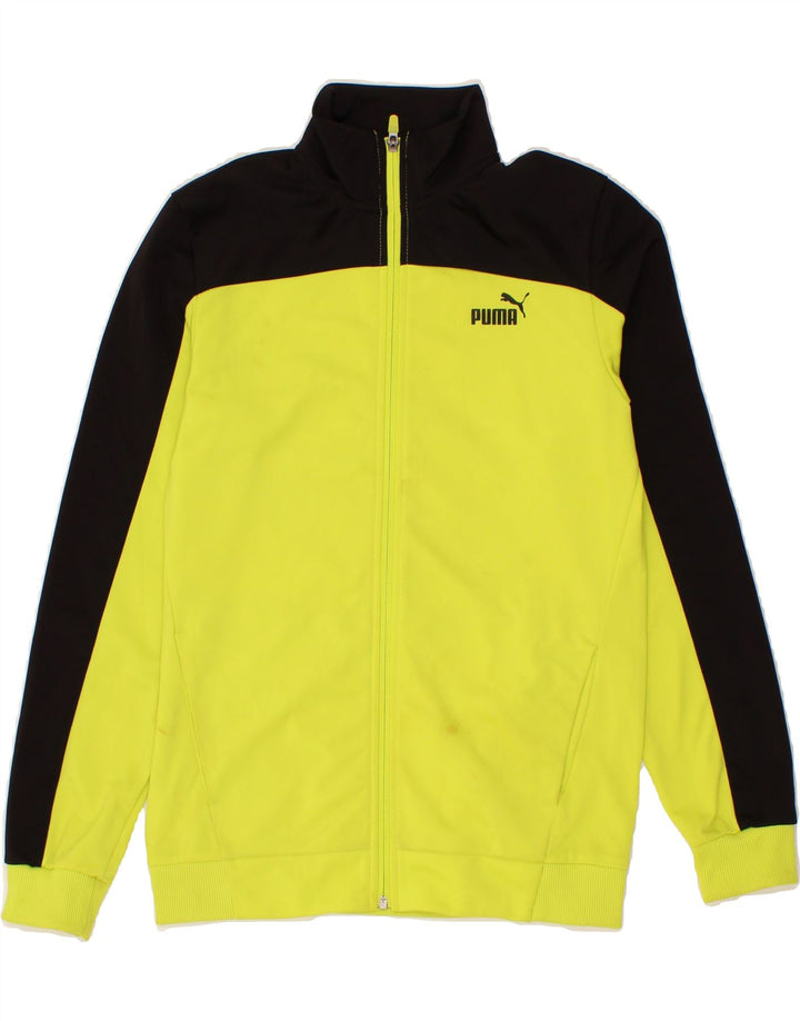 PUMA Boys Tracksuit Top Jacket 13-14 Years XL Yellow Colourblock Vintage Puma and Second-Hand Puma from Messina Hembry 