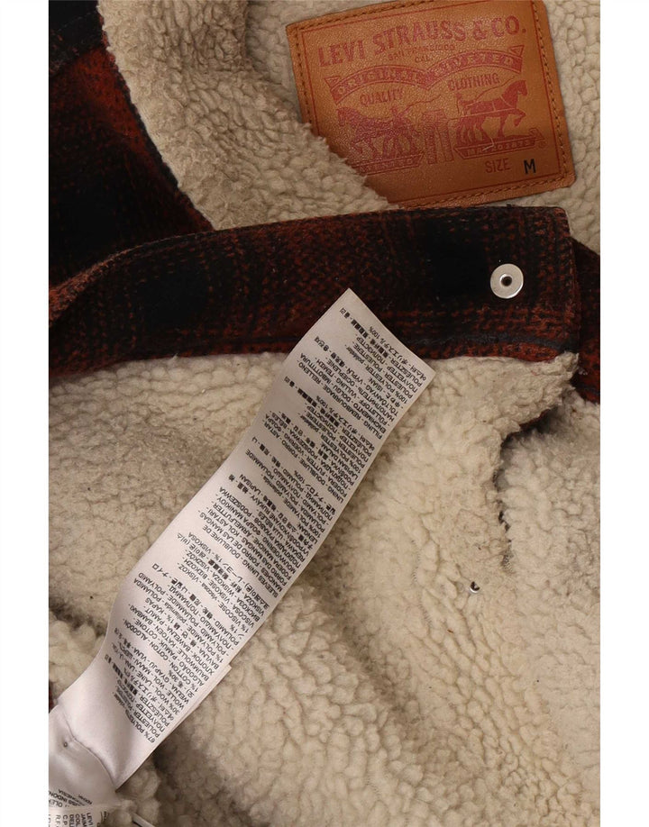 Levi's Sherpajakke til mænd UK 38 Medium rød ternet polyester