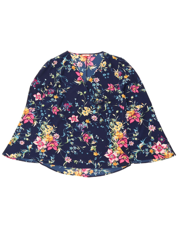 Joe Browns Dame Langærmet Bluse Top UK 14 Large Navy Blue Floral