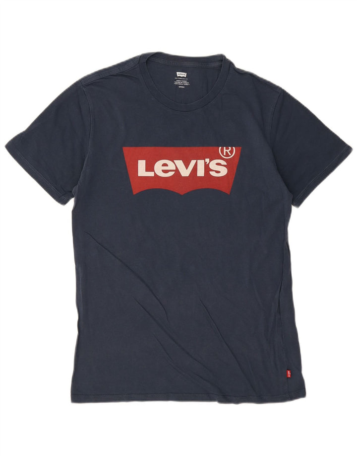 Levi's Grafisk T-shirt top til mænd, lille marineblå bomuld
