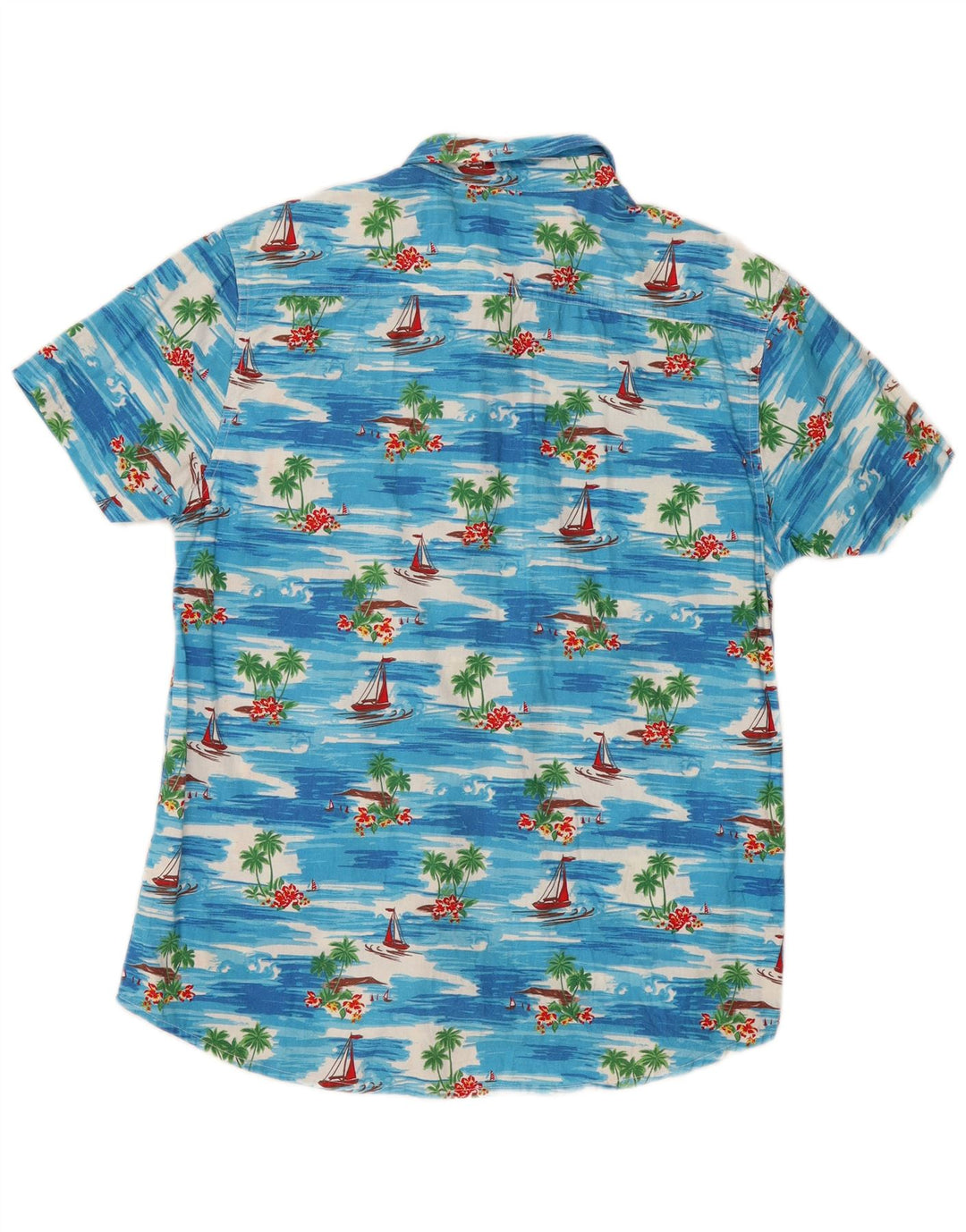 Cedarwood State Kortærmet Herreskjorte Medium Blue Bomuld Hawaiian