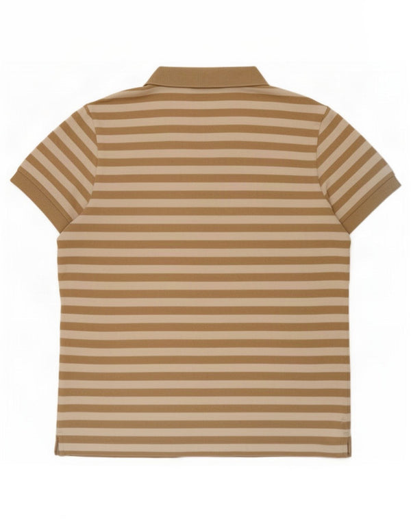 Lacoste herre poloshirt størrelse 4 Medium brun stribet bomuld