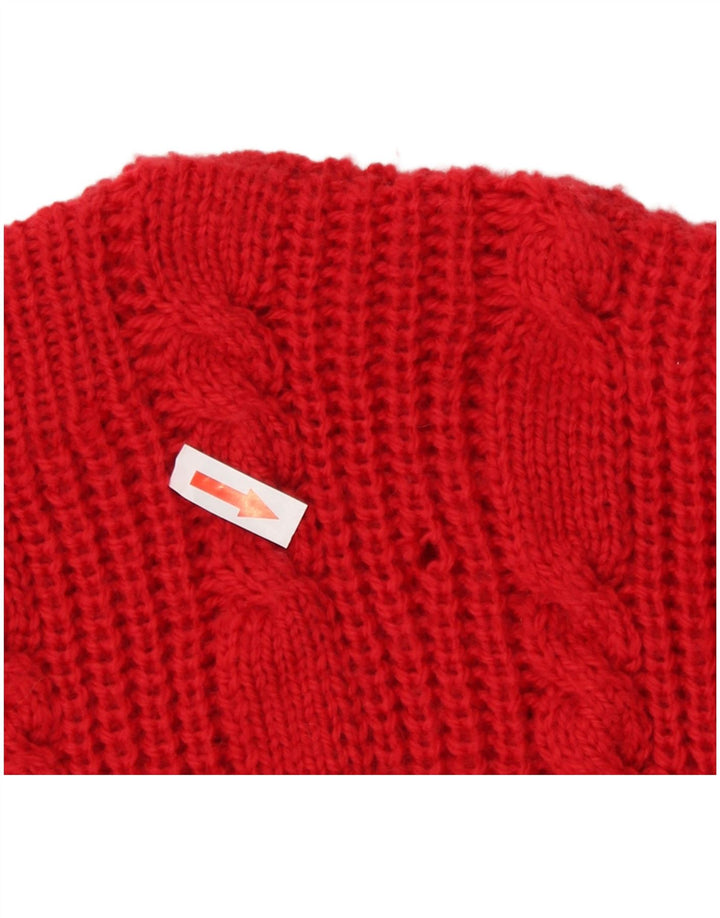 Vintage Dame Boat Neck Jumper Sweater UK 12 Medium Red