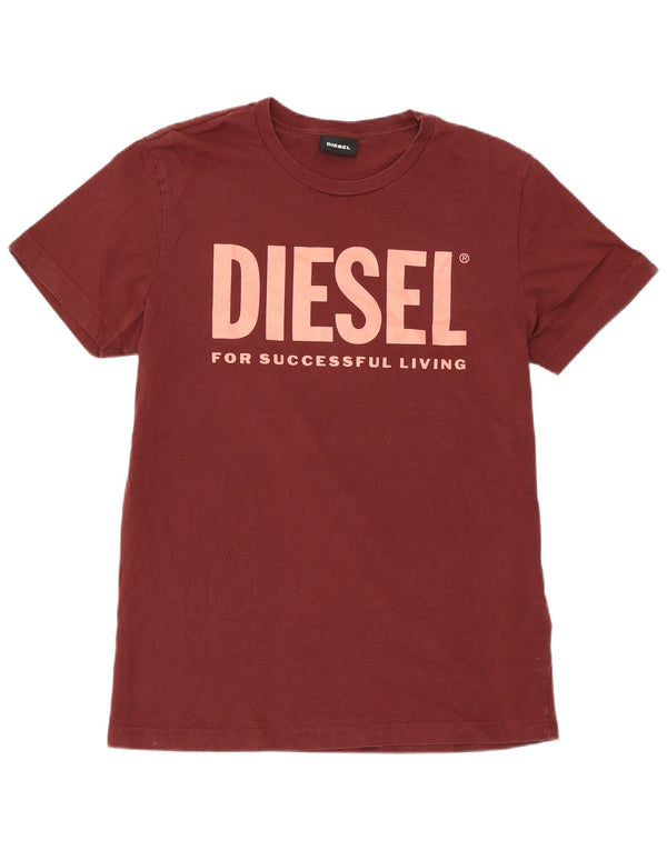 Diesel Herre grafisk T-shirt Top Medium Bourgogne Bomuld