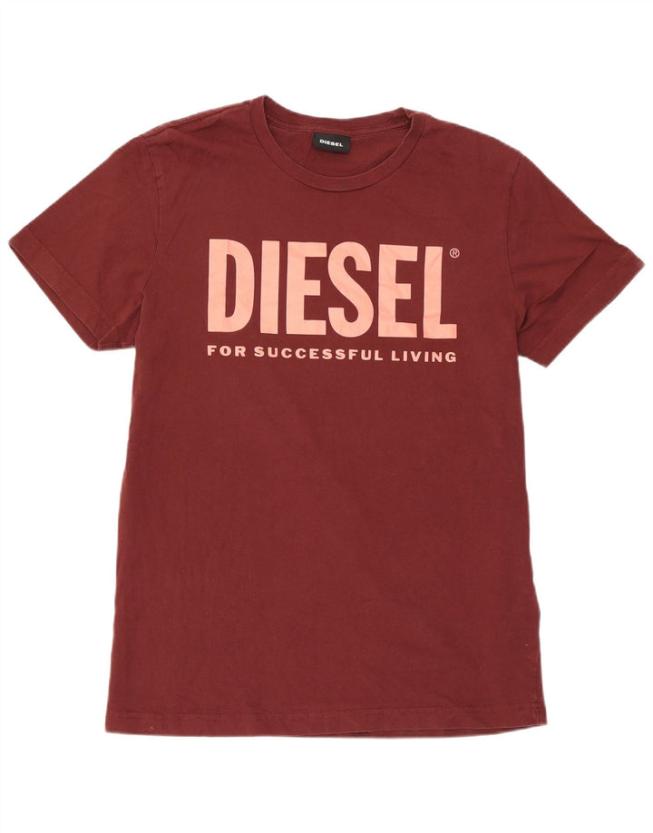 Diesel Herre grafisk T-shirt Top Medium Bourgogne Bomuld