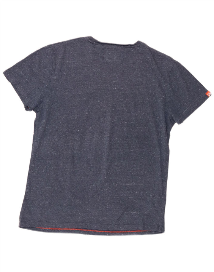 Superdry T-shirt top til mænd, stor blå flækket bomuld