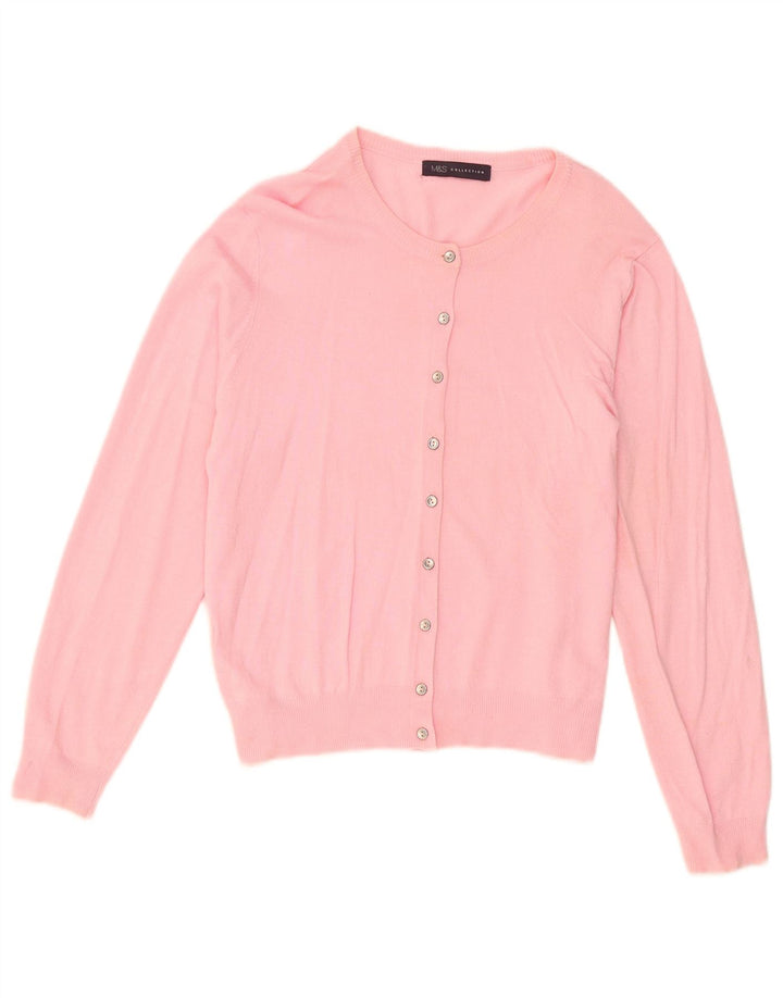 Marks & Spencer Dame Cardigan Sweater UK 14 Large Pink Viscose