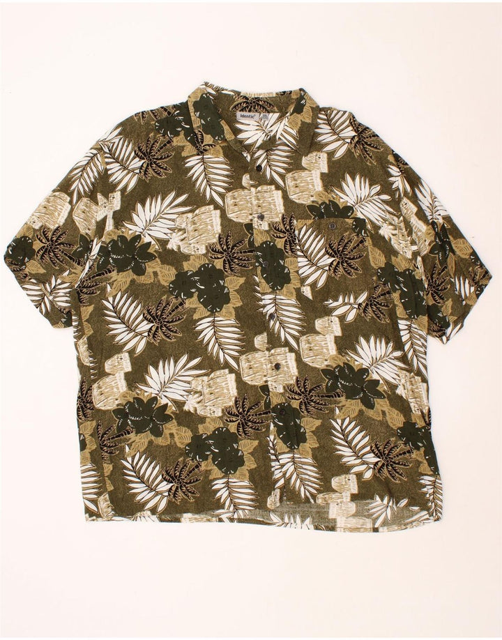 IDENTIC Mens Abstract Pattern Short Sleeve Shirt 2XL Green Viscose Vintage Identic and Second-Hand Identic from Messina Hembry 