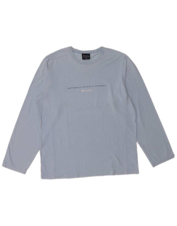 Champion Womens Graphic Top Long Sleeve UK 18 XL Blue Cotton