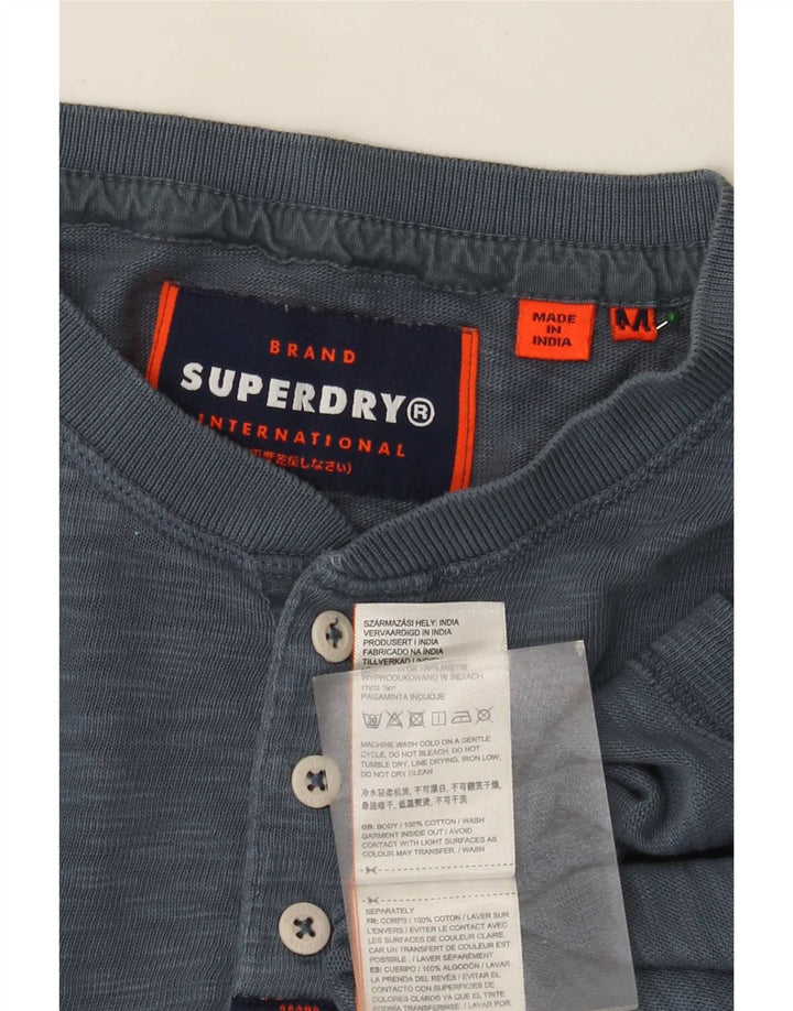 Superdry Herre Top Langærmet Medium Blå Flecked Bomuld