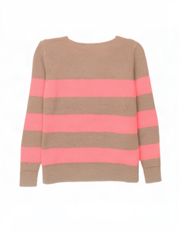 Gap Womens Boat Neck Jumper Sweater UK 12 Medium Brun Stribet Bomuld
