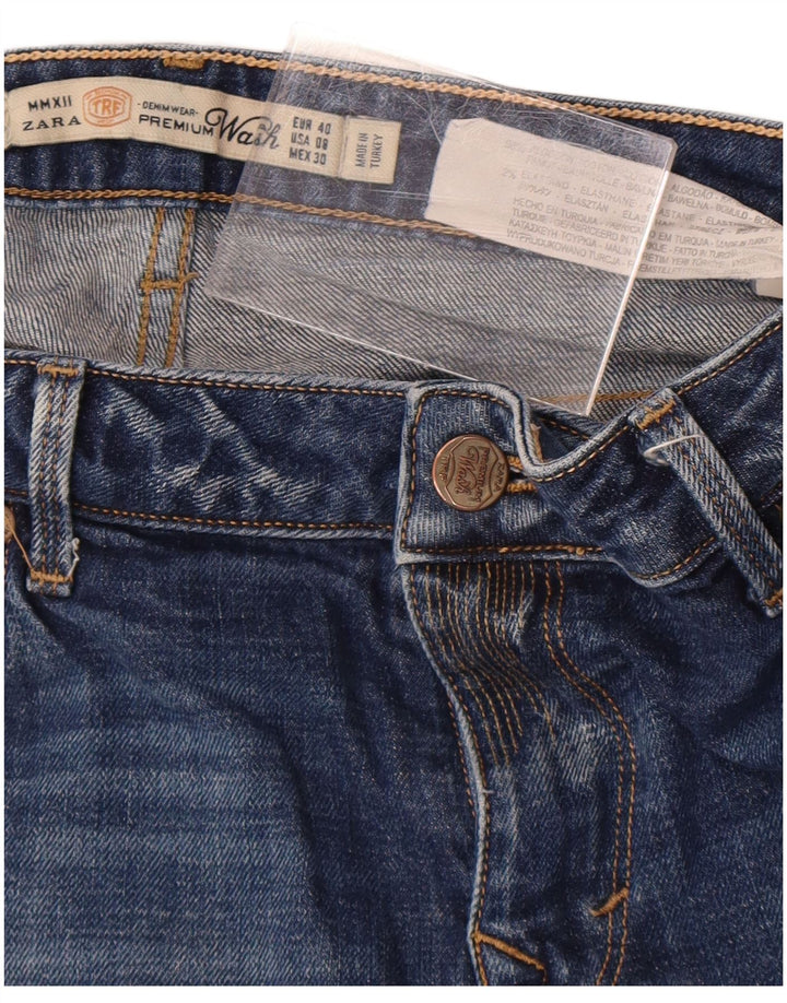 Zara Dame Denim Shorts EU 40 Medium W30 Navy Blue Bomuld