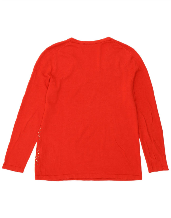 TOMMY HILFIGER Womens Top Long Sleeve UK 16 Large Red Argyle/Diamond