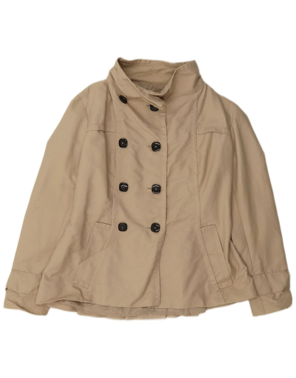 Zara Dame Kort Dobbeltradet Trench Coat UK 18 XL Beige