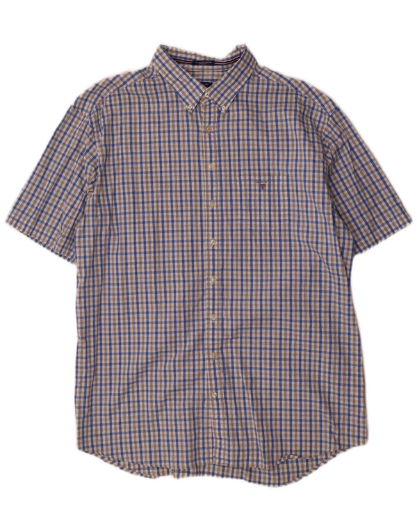 Gant kortærmet herreskjorte med normal pasform størrelse 47/48 19 3XL Blue Gingham
