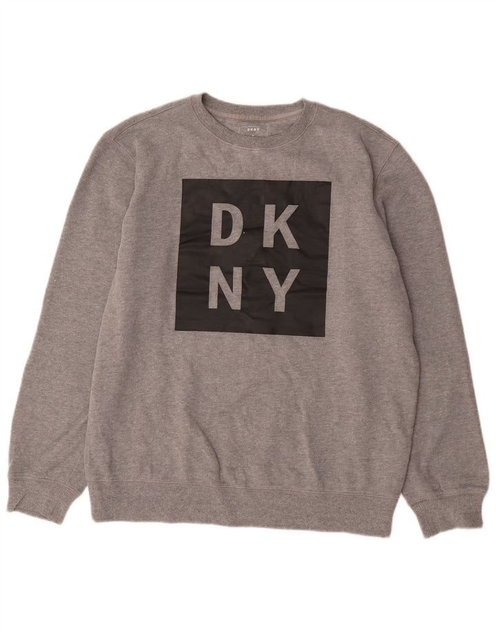 Dkny Herre Grafisk Sweatshirt Jumper Medium Grå Flecked Bomuld