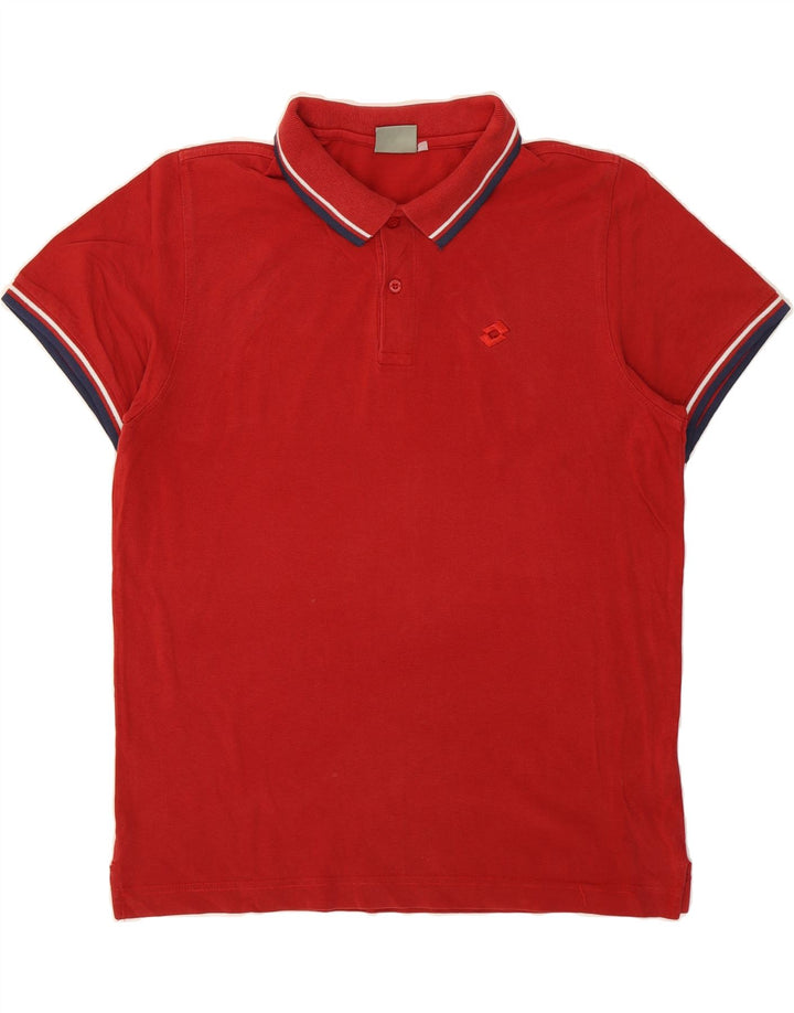 LOTTO Mens Polo Shirt Medium Red Vintage Lotto and Second-Hand Lotto from Messina Hembry 