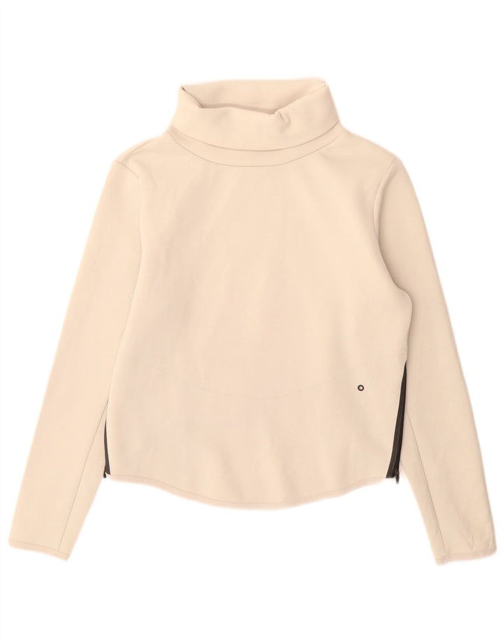Nike Dame Dri Fit Oversized sweatshirt med rullehals UK 6 XS Beige