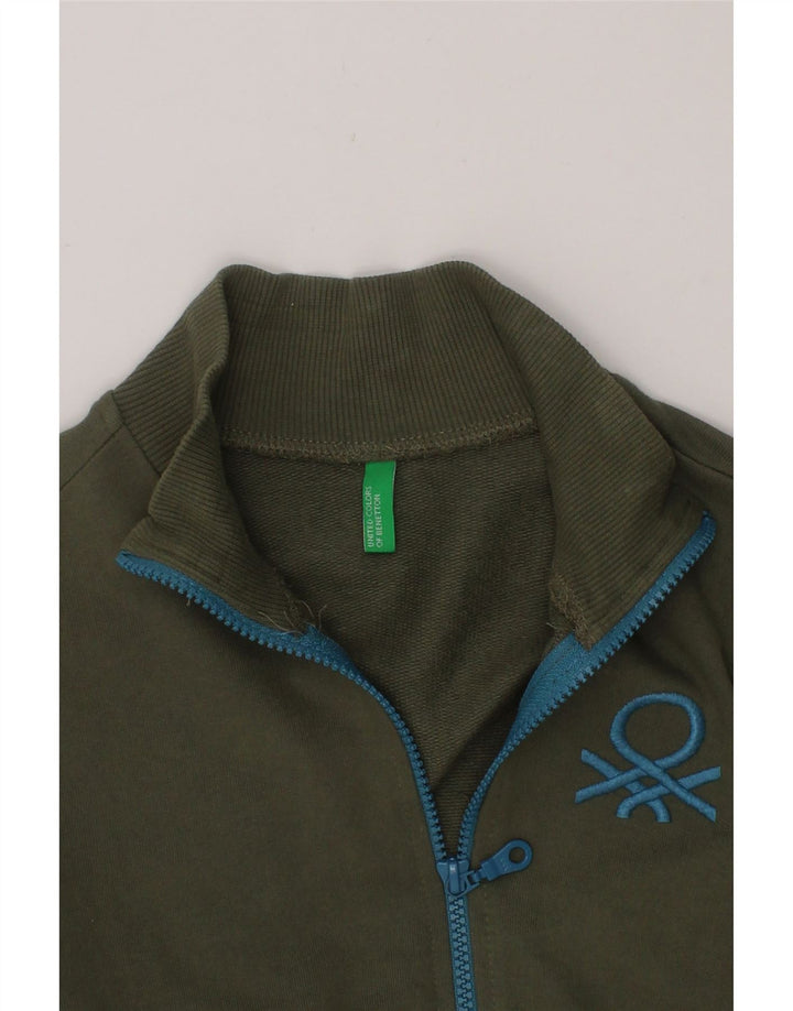 BENETTON Boys Tracksuit Top Jacket 7-8 Years Medium Khaki Cotton Vintage Benetton and Second-Hand Benetton from Messina Hembry 