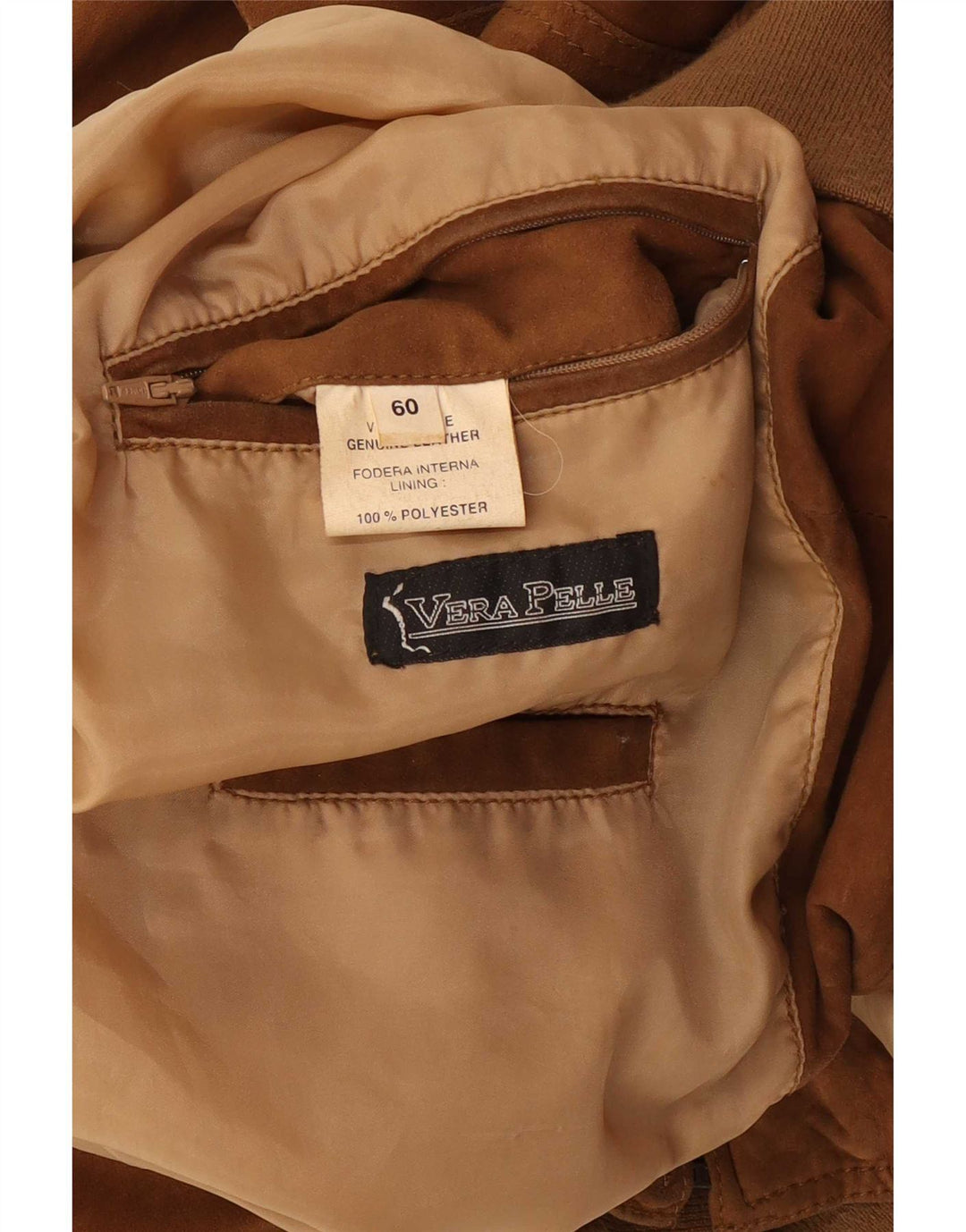 Vintage herre ruskind bomberjakke UK 42 XL brunt læder