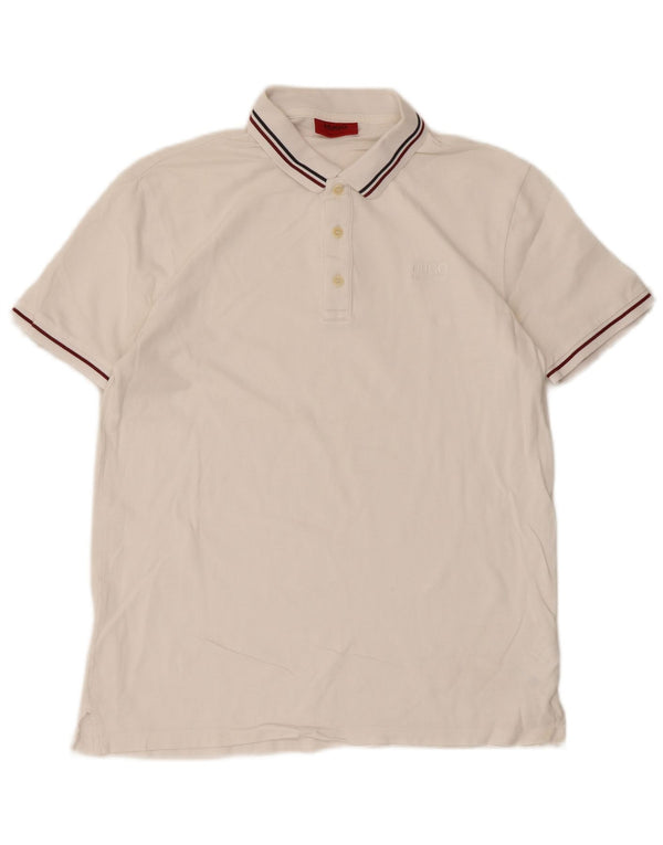 Hugo Boss herre poloshirt Medium hvid stribet bomuld