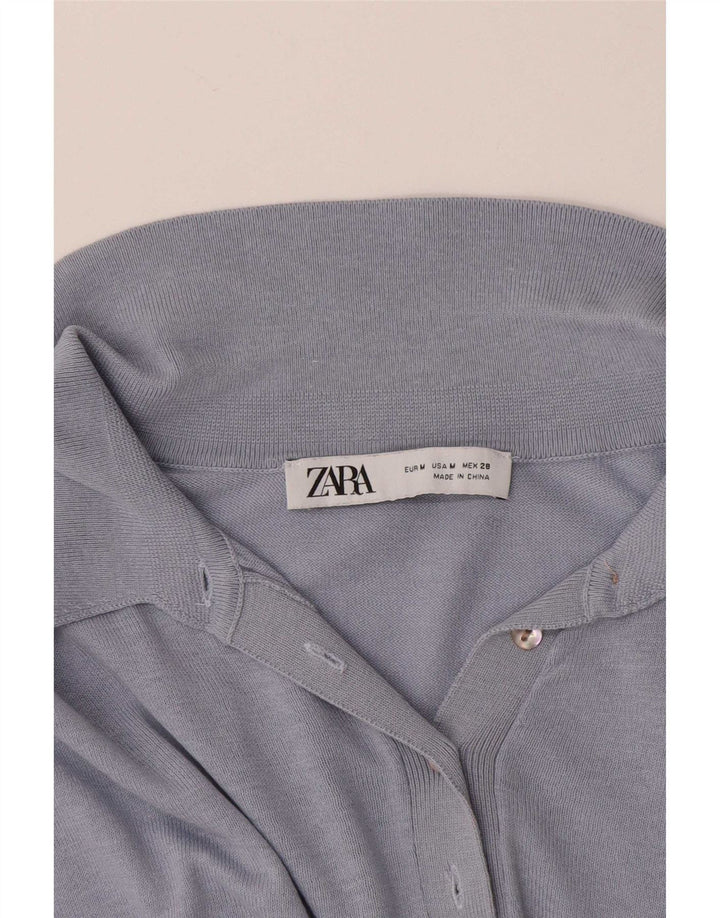Zara Dame Polo Neck Jumper Sweater UK 12 Medium Blue