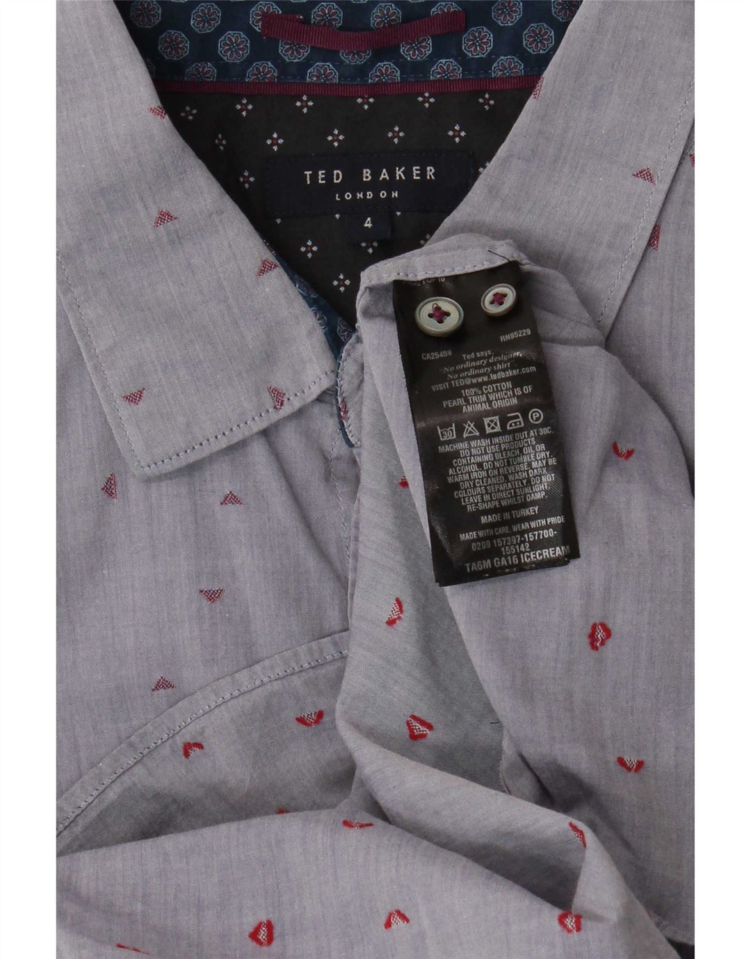 Ted Baker Herreskjorte str. 4 Large Blue Spotted Cotton