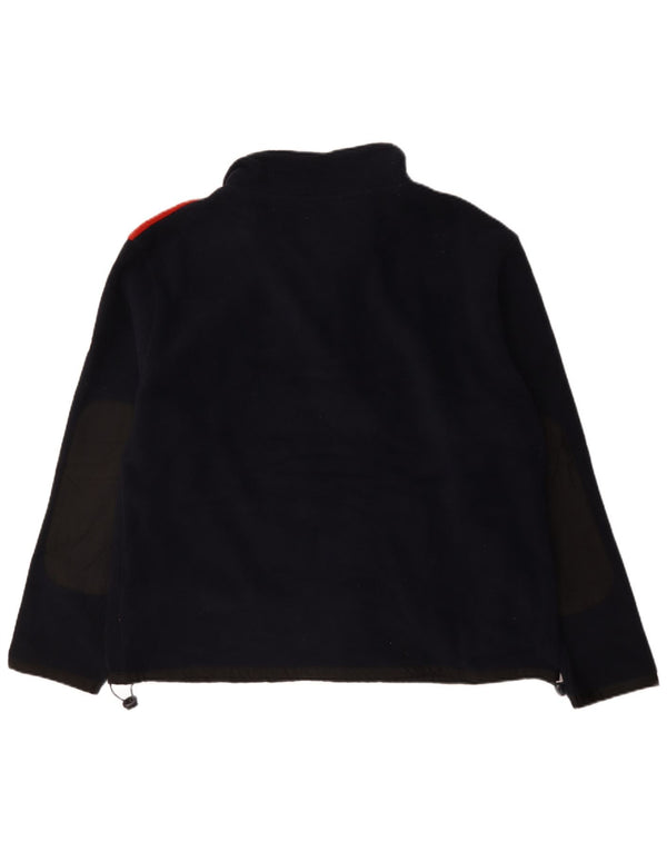 Caterpillar Mens Zip Neck Fleece Jumper XL Navy Blue Colourblock Polyester