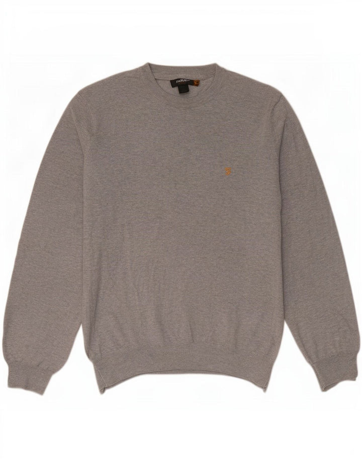 Farah Herre sweater med rund hals, mellemgrå