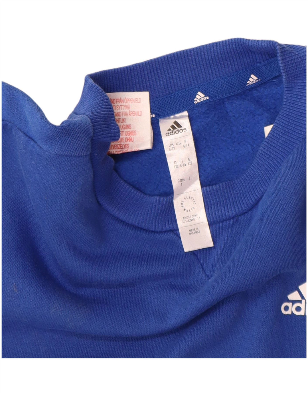 Adidas Boys Sweatshirt Jumper 6-7 år Blå Bomuld